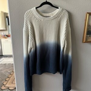 Tory Sport Gradient Knit Sweater in Navy and Cream